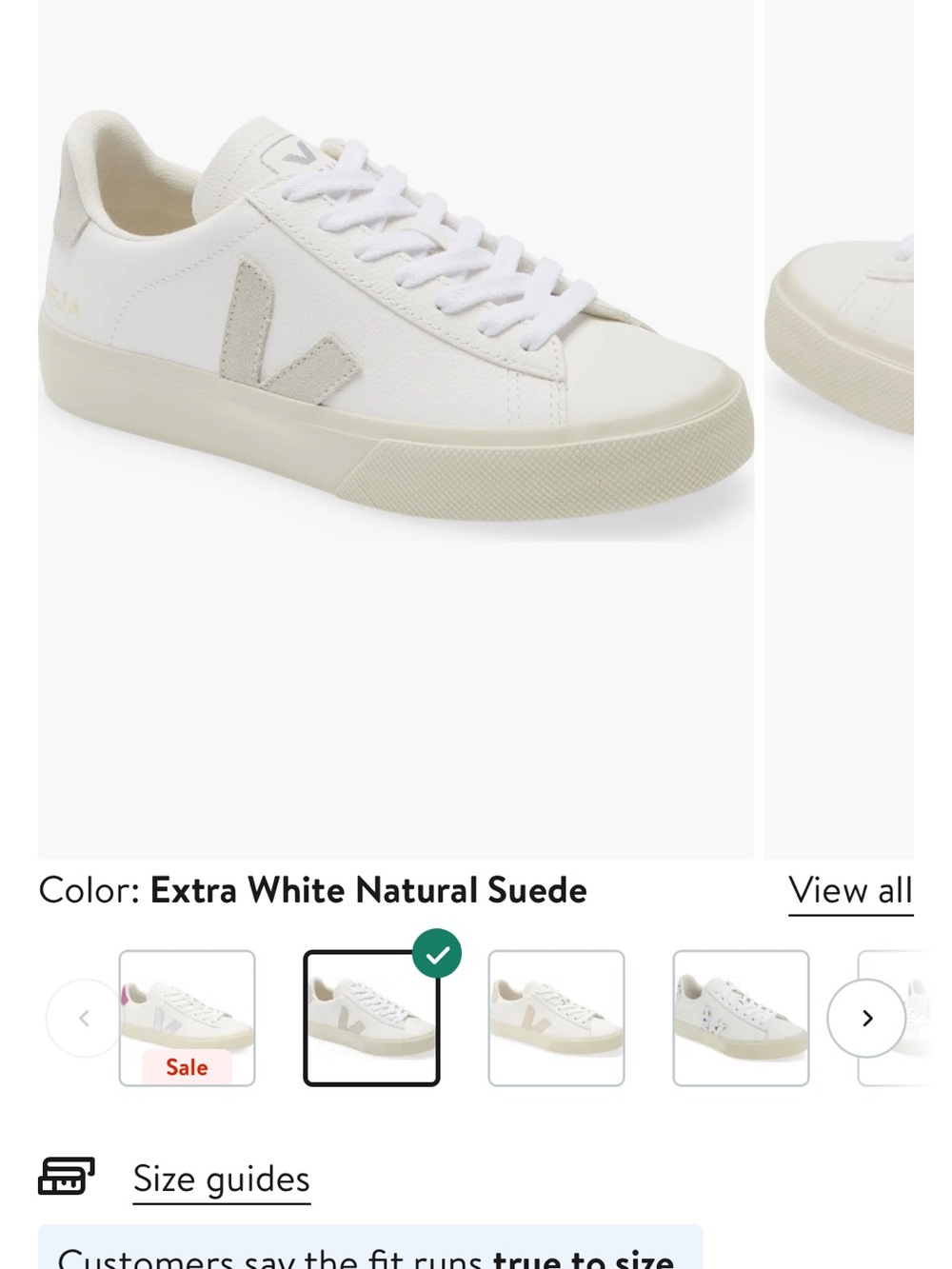 Veja Campo Extra White Natural Suede, size 39